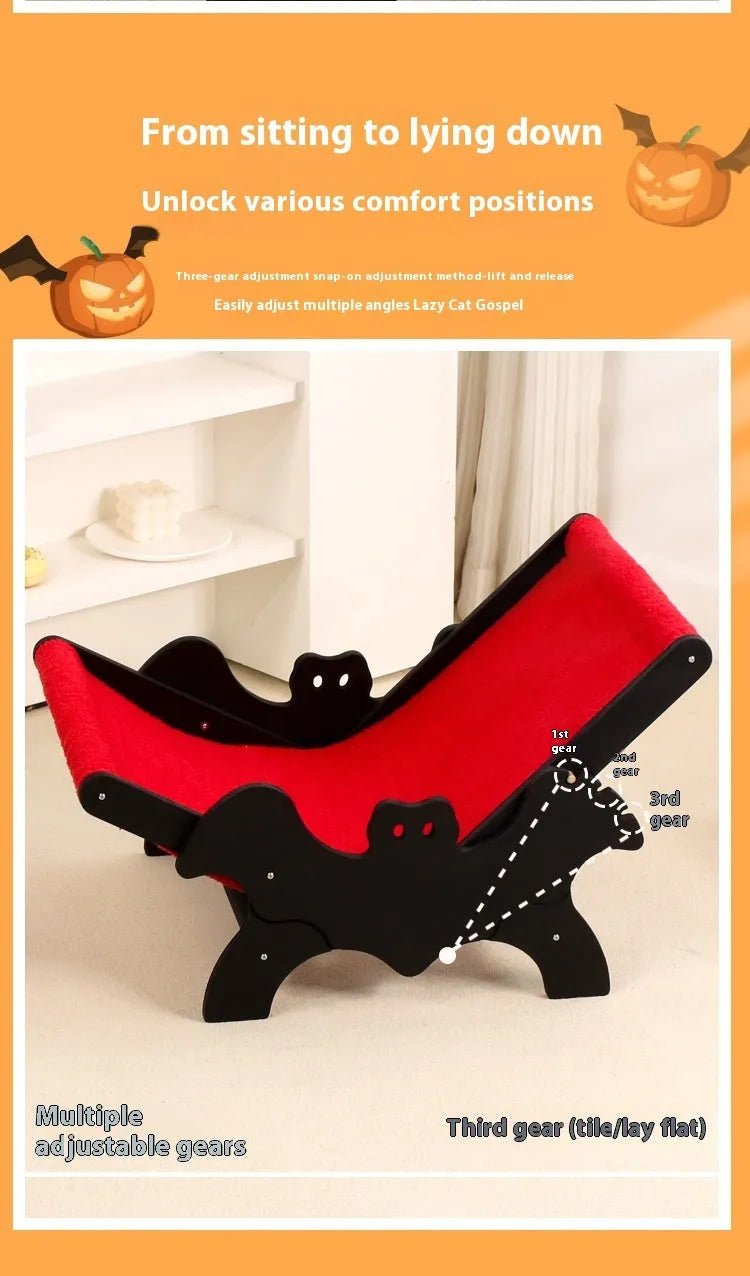 MW-054 black and red wooden cat recliner bed with climbing platforms