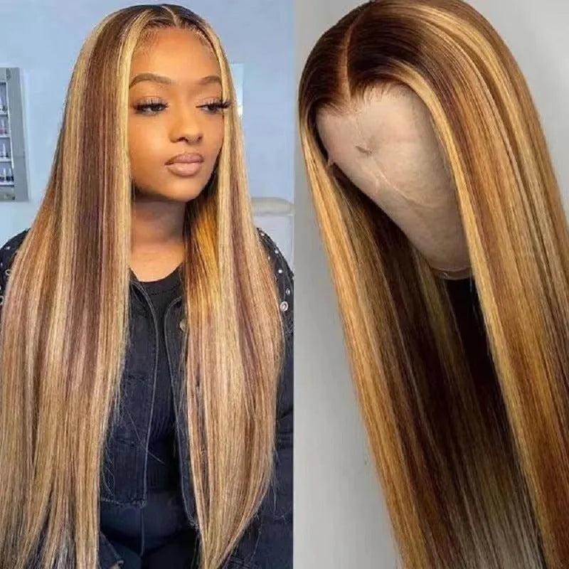 Front lace wig with long black gradient curly hair in a big wave sheath style, showing side bangs.
