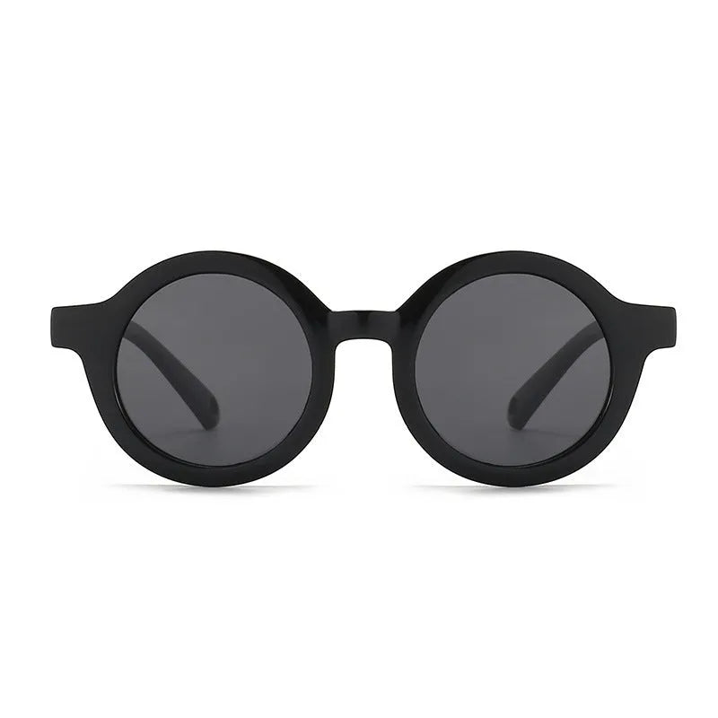 Children's silicone sunglasses with round full frame, UV400 polarised TAC lenses, and flexible TPEE construction for 0-3 year olds