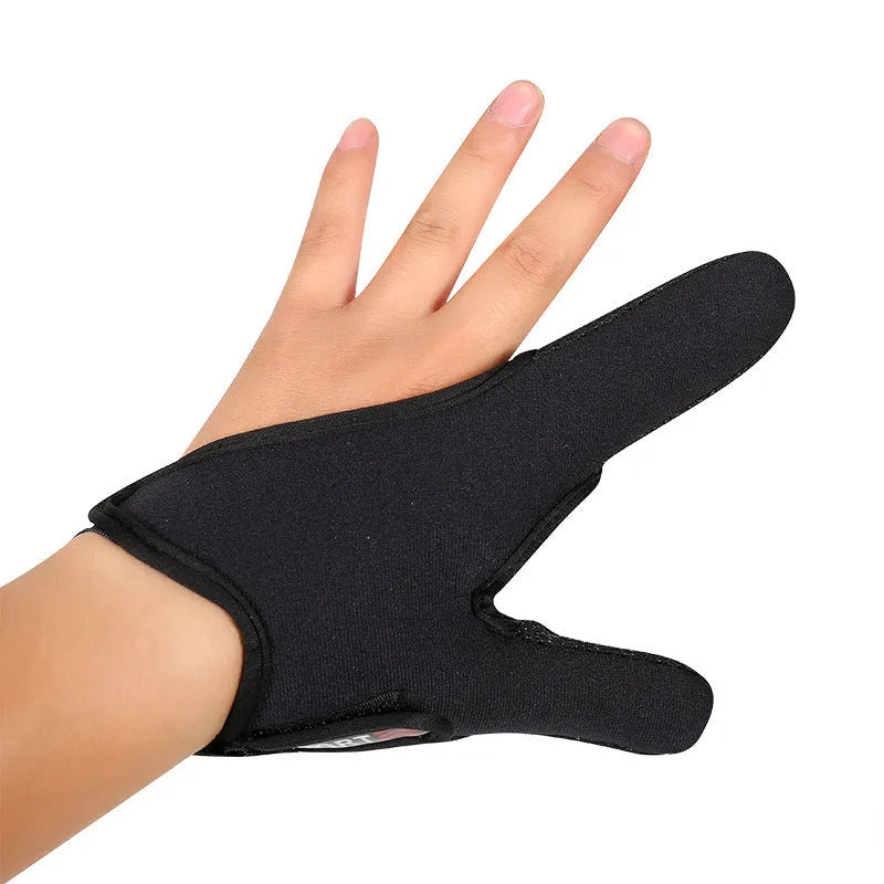 Two finger fishing tackle glove showing diving cloth back and microfiber palm in available colours