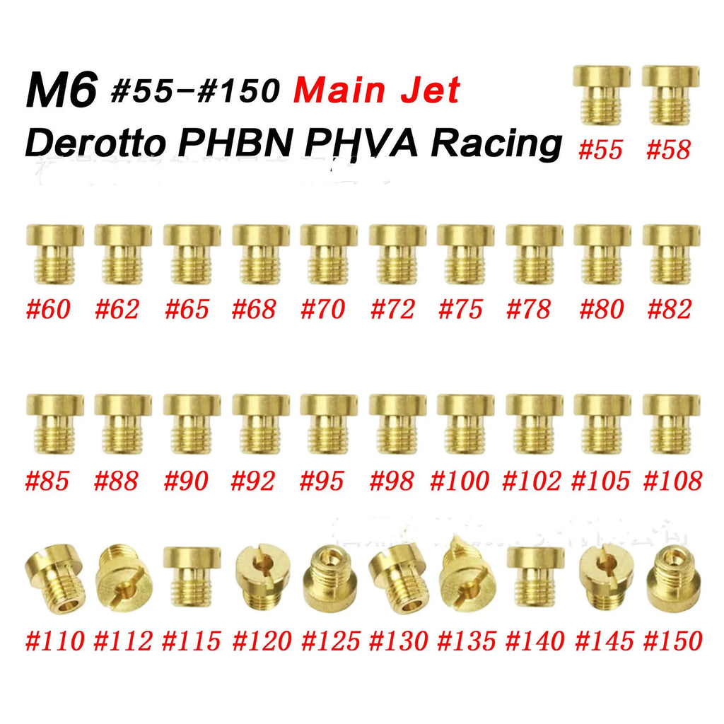 Brass M6 carburettor main jet nozzle for Derotto PHBN PHVA with size marking