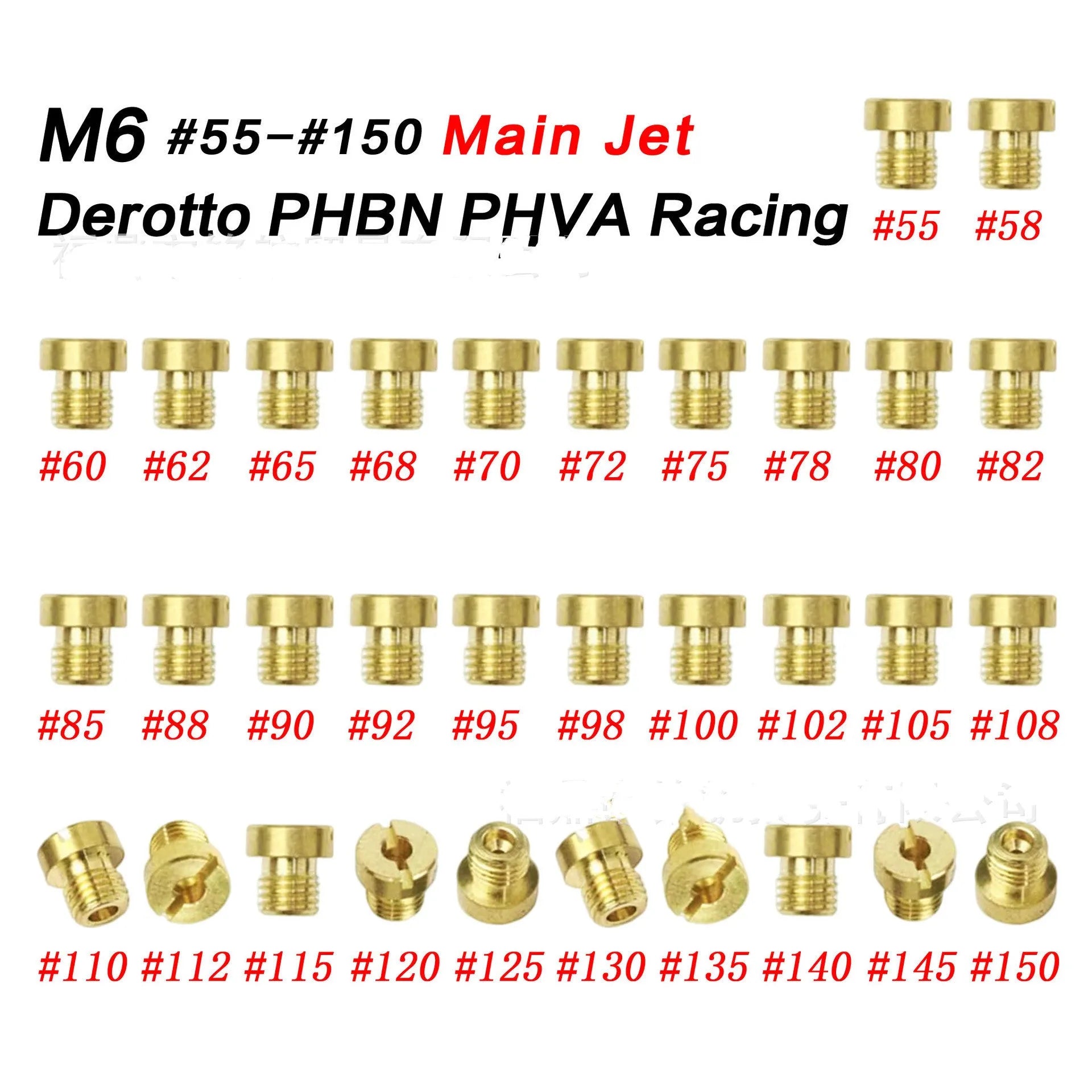 Brass M6 carburettor main jet nozzle for Derotto PHBN PHVA with size marking