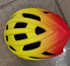 Orange ZH-002 adult cycling helmet showing ventilation holes and polycarbonate shell.