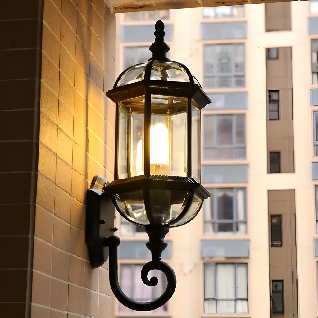 Gold courtyard outdoor waterproof aluminium wall lamp with three-layer eight-inch design