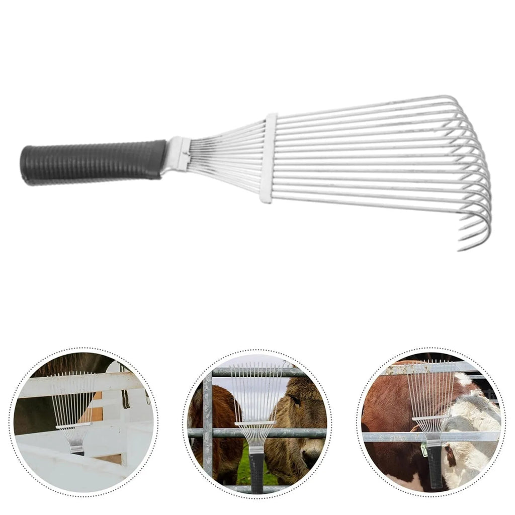 Stainless steel pet grooming rake comb 33cm long for horse dog cattle undercoat removal