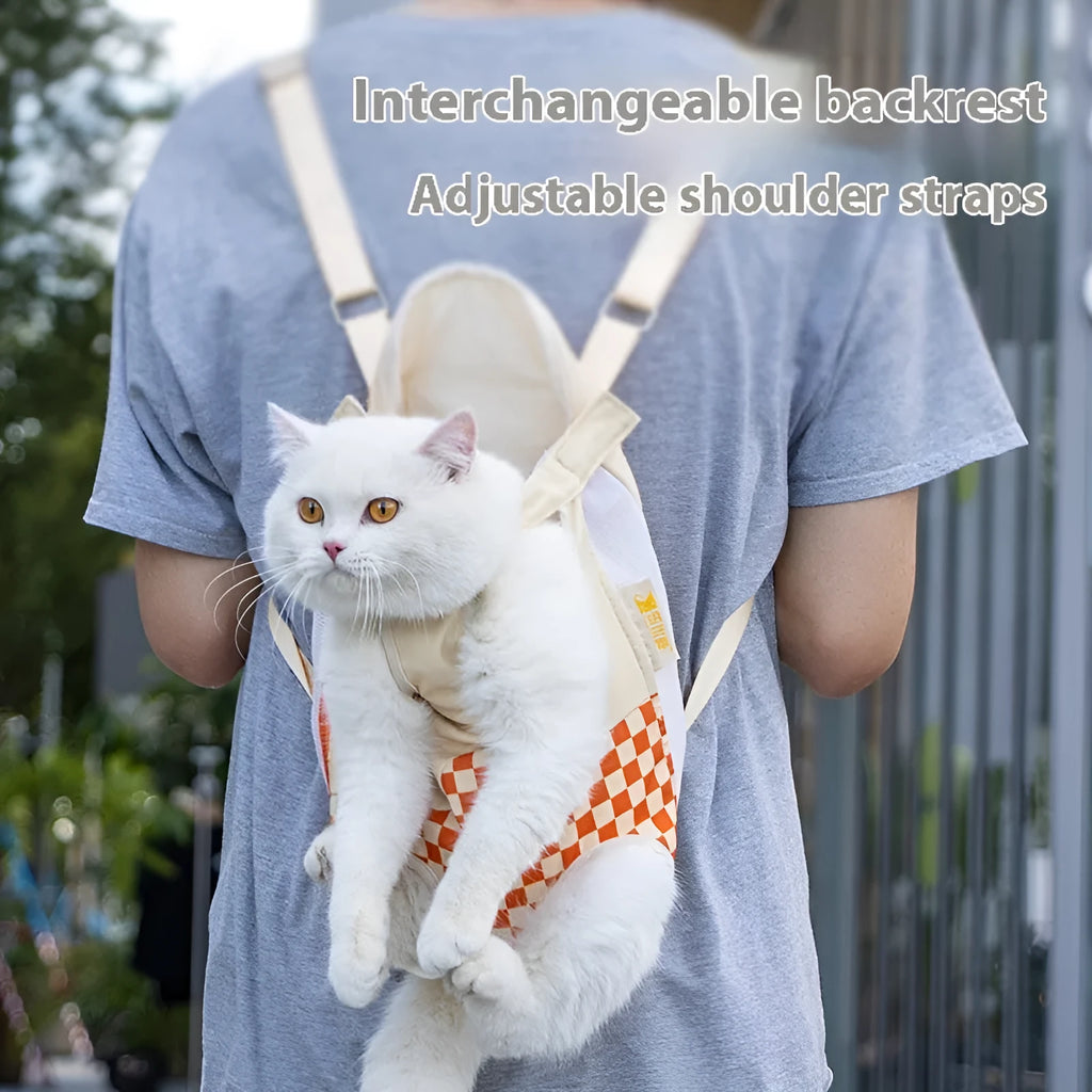 Soft non-woven polyester canvas pet backpack for cats in three colour options