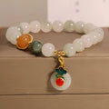 Ice jade colour bracelet with pearl decorations and Xiangyun peace jade buckle