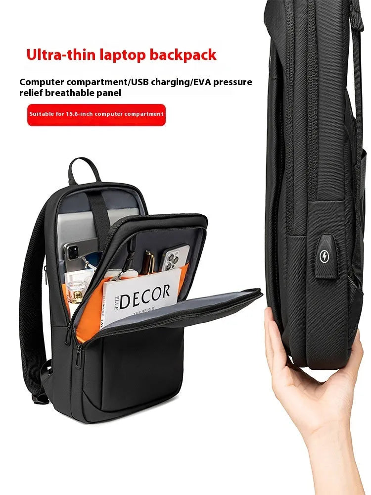 Oxford cloth black backpack with air cushion straps and 20-35L capacity for 16-inch laptop
