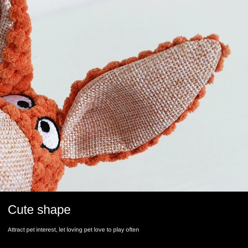 Plush dog chew toys in animal shapes with squeaker for teeth cleaning and interactive play