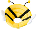 Soft cat cone collar with cute bee design showing Velcro closure for adjustable sizing