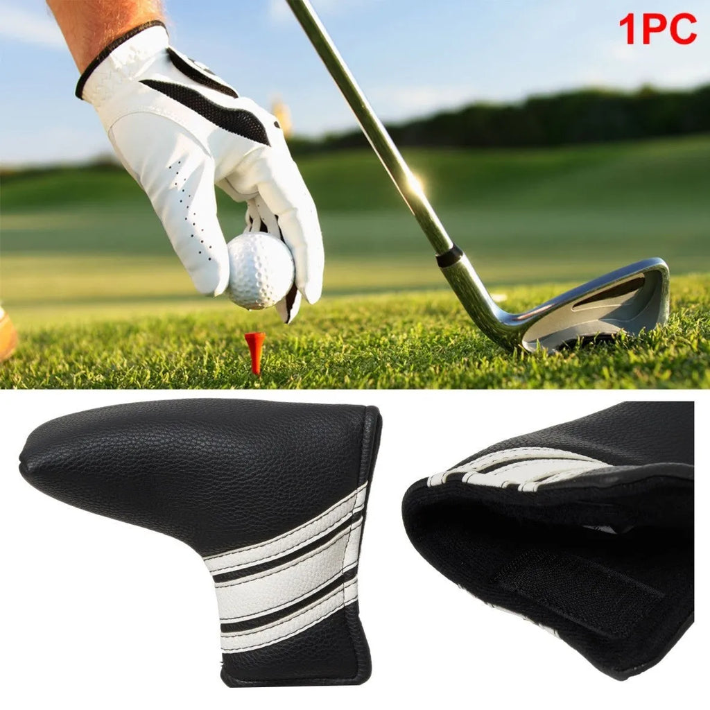 Black PU leather golf club head cover push rod case sleeve.