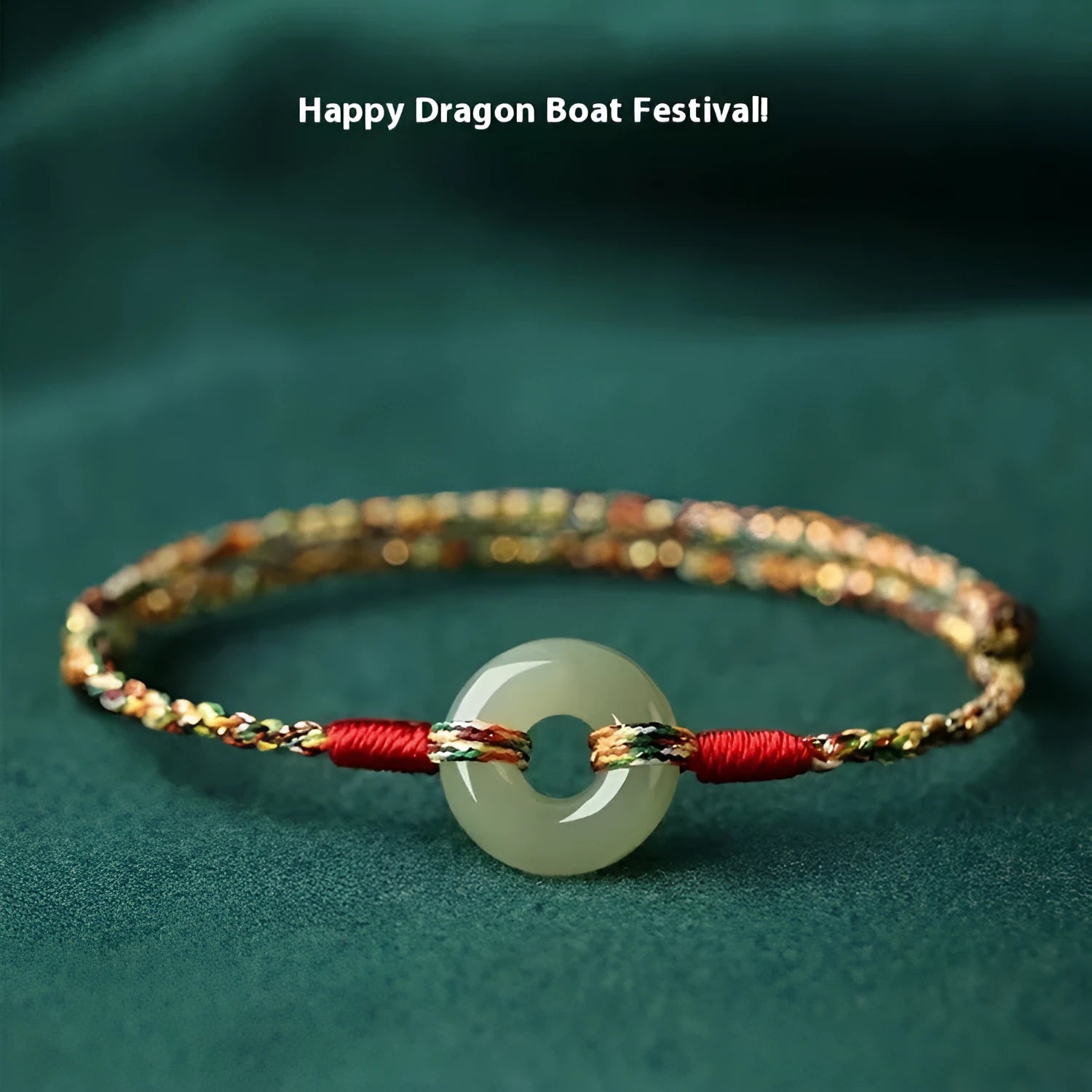 Colourful braided rope bracelet with peace buckle closure on woven design