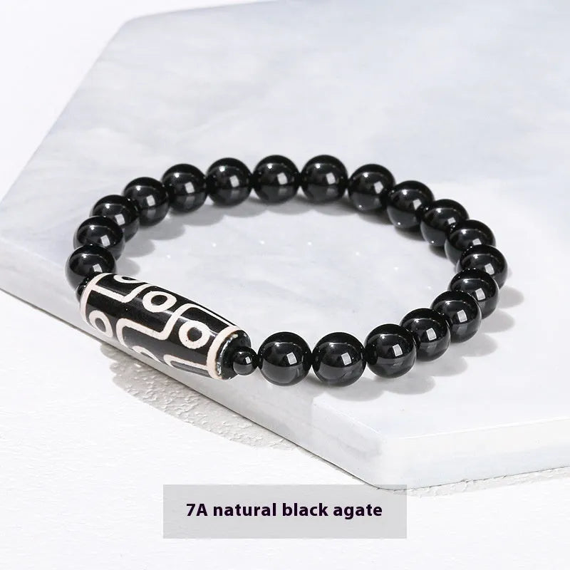 Green dzi bead barrel bracelet with 8mm diameter 28mm length beads