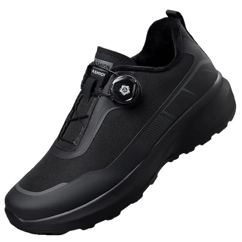 Men's thick sole rotating button casual sneakers in army green with PVC platform and mesh lining