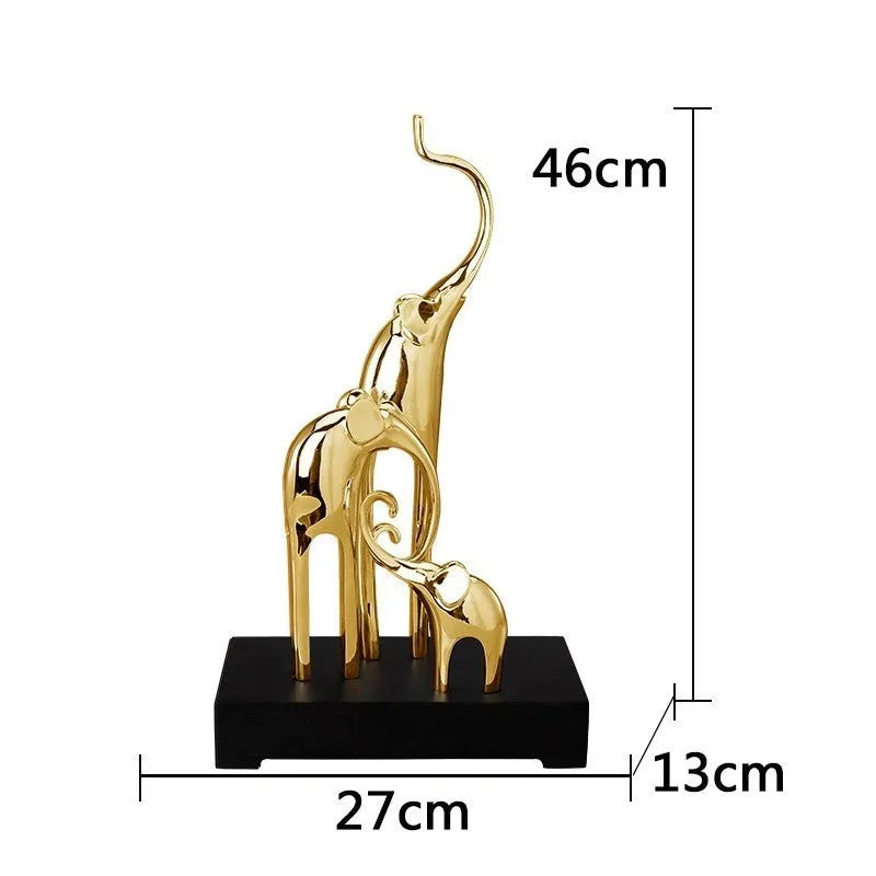 Resin elephant decorative ornament in gold, silver, rose gold, or retro colour finish