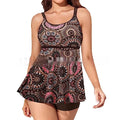 Women's plus size high waist swimsuit with backless split design in leopard print pattern