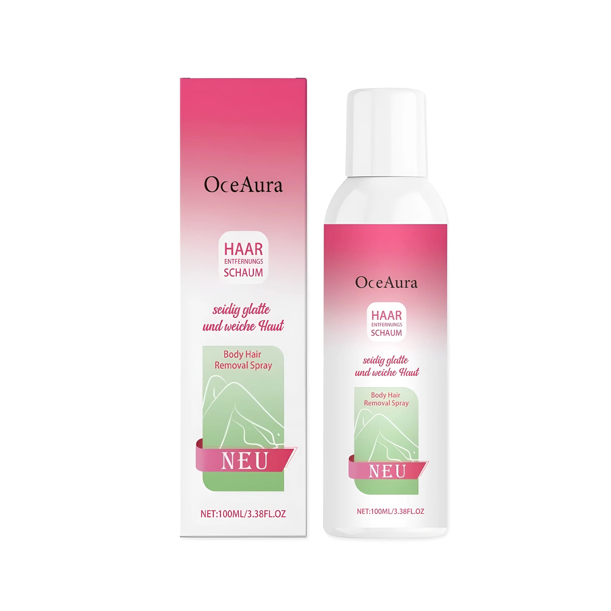 100ml bottle of body hair removal depilatory spray with spray nozzle.