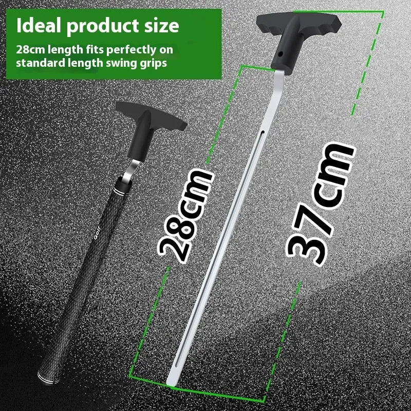 Silver golf grip dismantlement tool with high carbon steel blade and plastic handle on plain background
