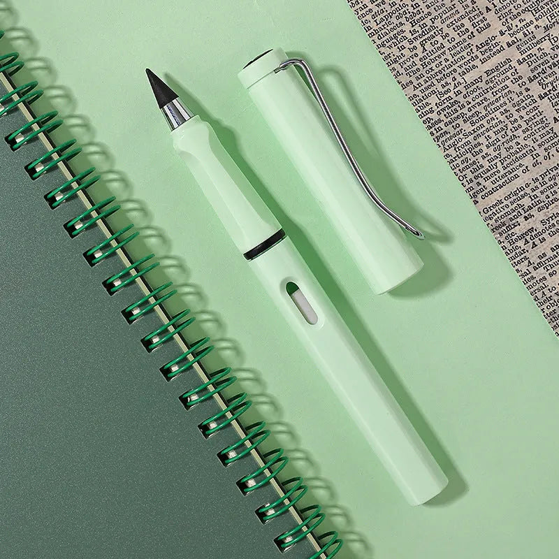 Inkless perpetual student pen with plastic shell and cartoon decoration in various lead colours