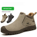 Four Seasons lightweight low-top welder safety boots in sand colour with steel toe cap and lace-up front.