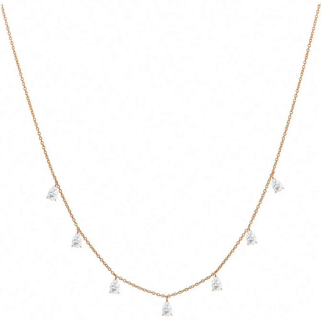 Women's 925 silver necklace with a drop-shaped zircon pendant on an adjustable O-link chain.