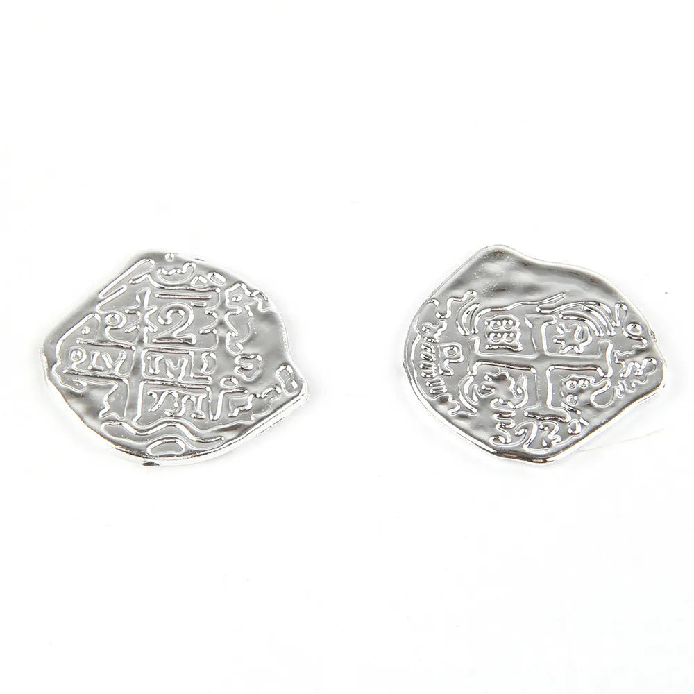Set of 100 replica Roman pirate coins with metallic gold, silver, or bronze electroplated finish.