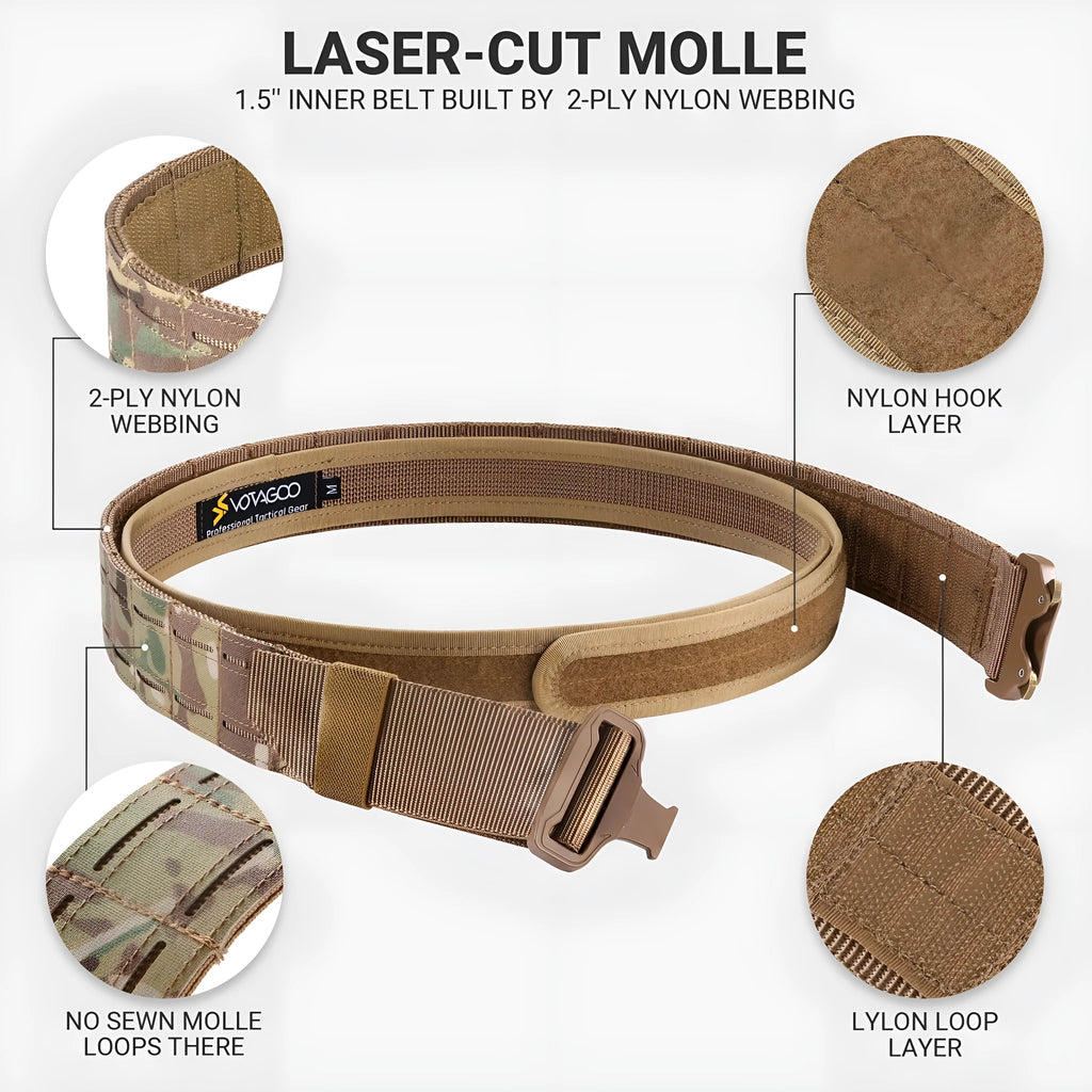 VOTAGOO 2-inch wide tactical waist belt in CP camouflage with a quick-release alloy buckle.