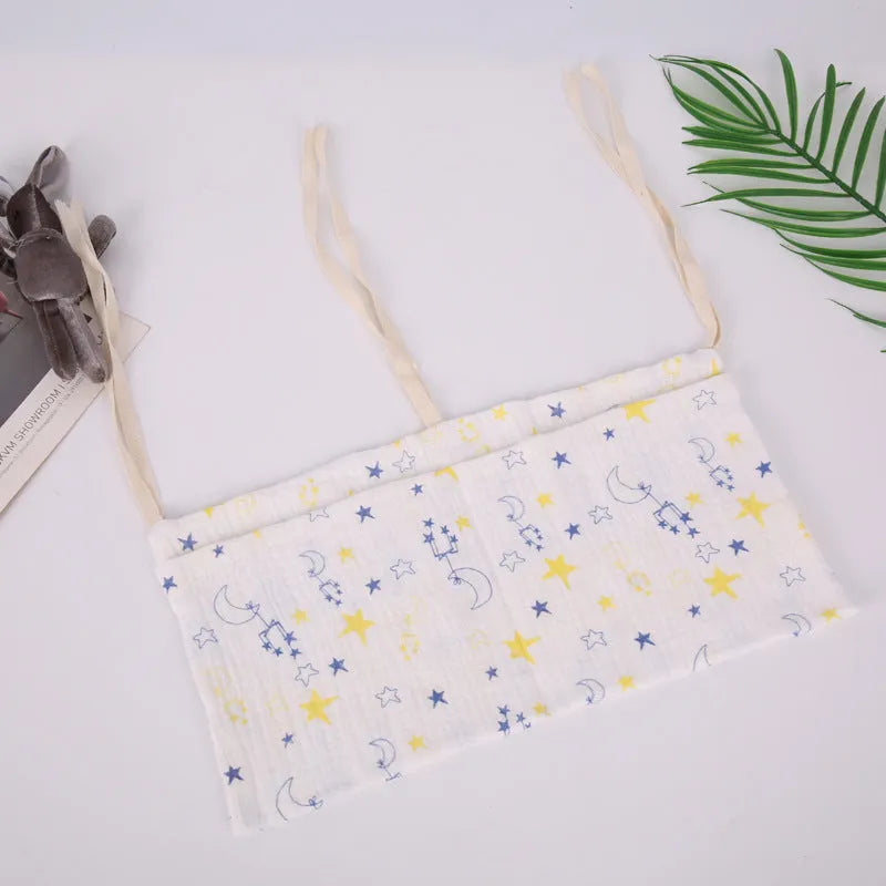 Cotton double layer baby bedside buggy bag in American Gray Flower colour with two compartments
