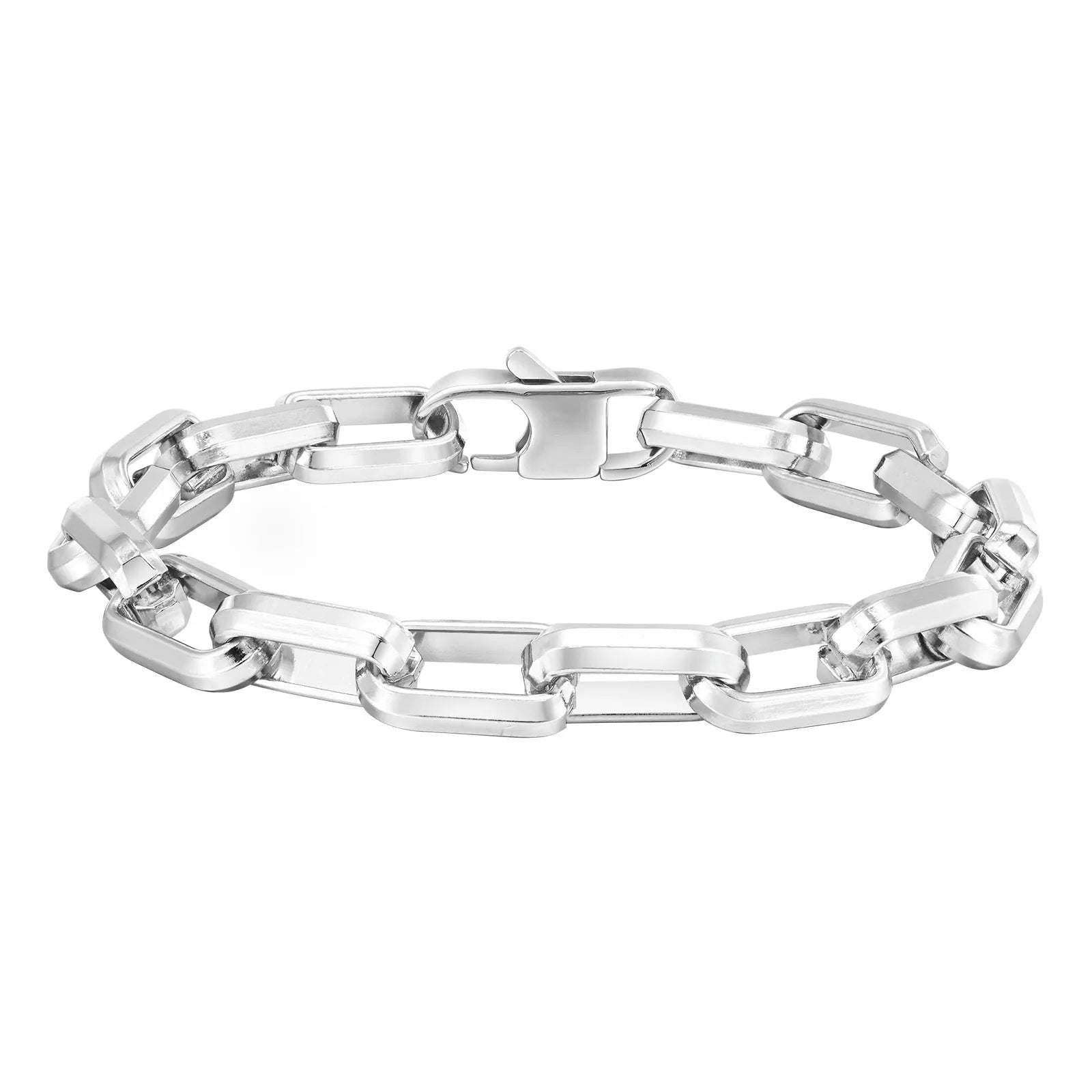 Men's stainless steel square chain bracelet in steel, gold, black, and retro colour options.