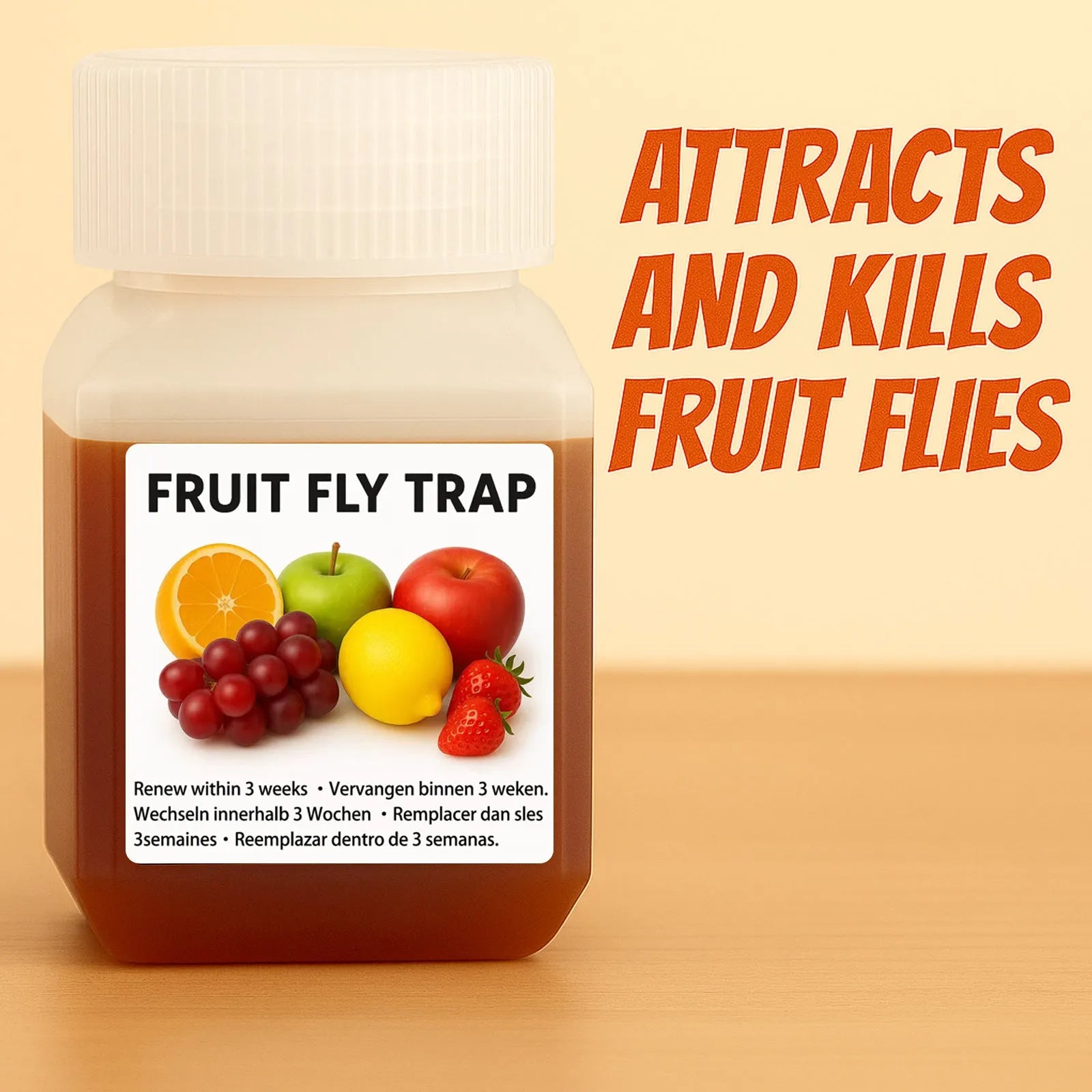 Bottle of SK003 fruit fly bait liquid attractant for trap systems