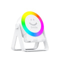 Black wall-mounted Bluetooth speaker with colourful LED lights on magnetic induction bracket