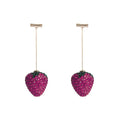 Red geometric strawberry-shaped stud earrings for women on a zinc alloy base.