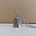 Angel feather necklace and keychain set with antique white finish and detailed wing design