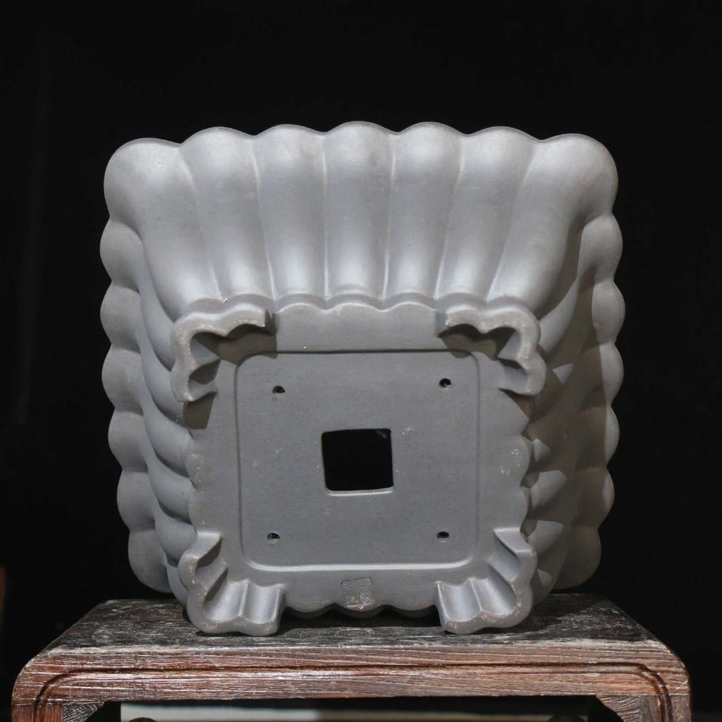 Square purple sand ceramic bonsai pot with 37cm diameter and classical design