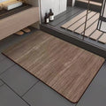 Square American wood grain design diatomite bathroom floor mat on tiles.