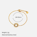 Gold sunflower geometric jewellery set with necklace and bracelet on stainless steel