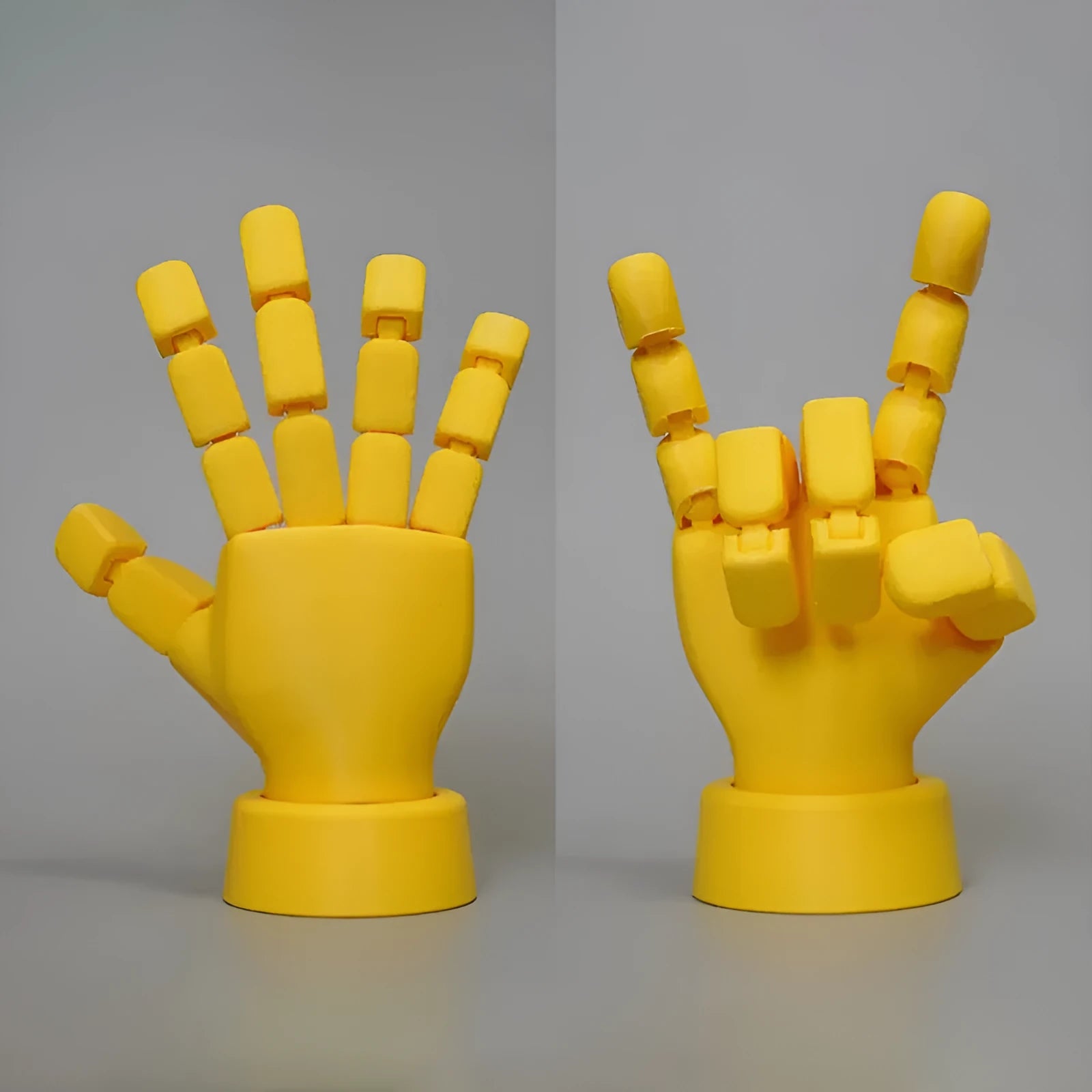 Yellow movable joint hand props ornament figure on display