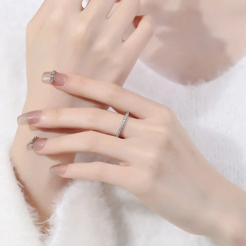 Women's geometric open mouth ring with diamond tail detail in Korean style, showing white gold colour electroplated finish