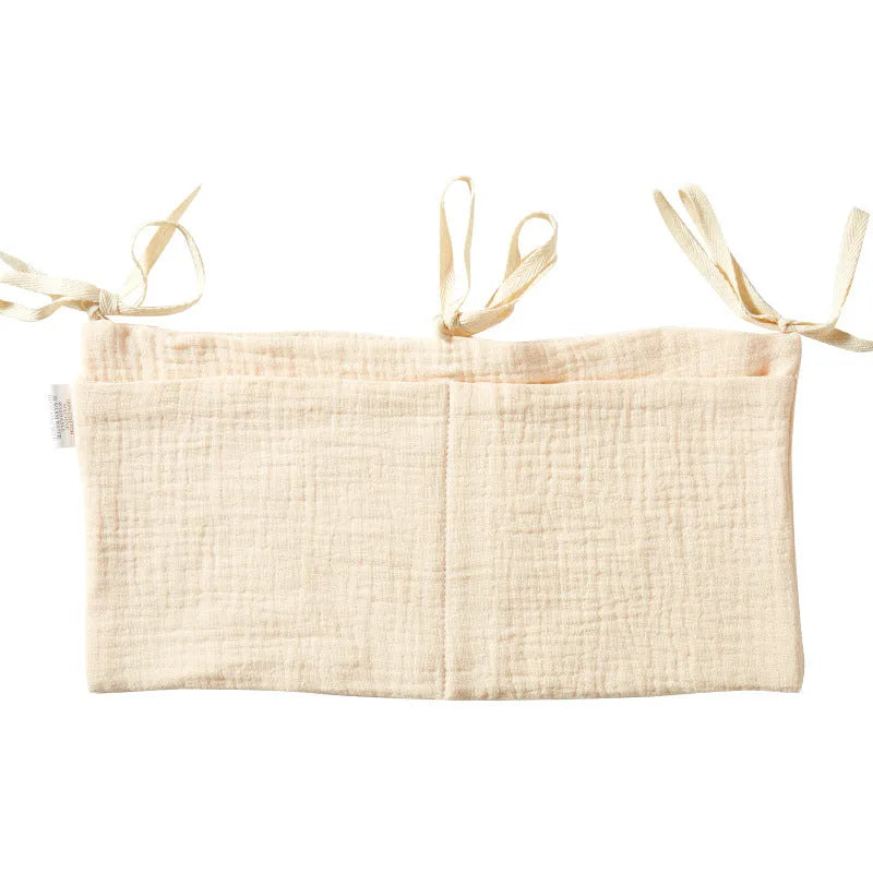 Cotton double layer baby bedside buggy bag in American Gray Flower colour with two compartments