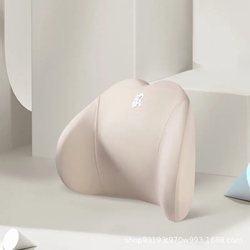Heart-shaped memory foam car pillow set showing lumbar support and headrest pillow in grey colour with contrasting heart design