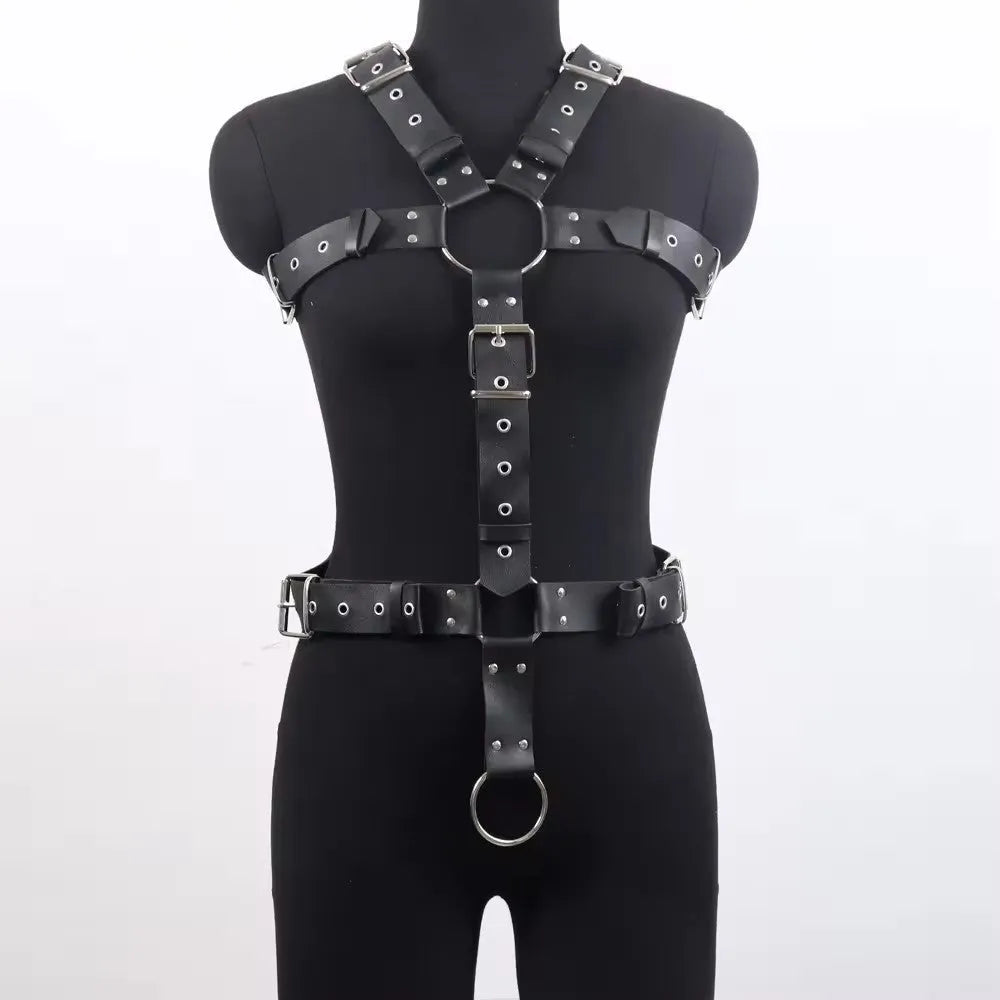 Black leather shapewear belt with thin design and pin buckle fastening