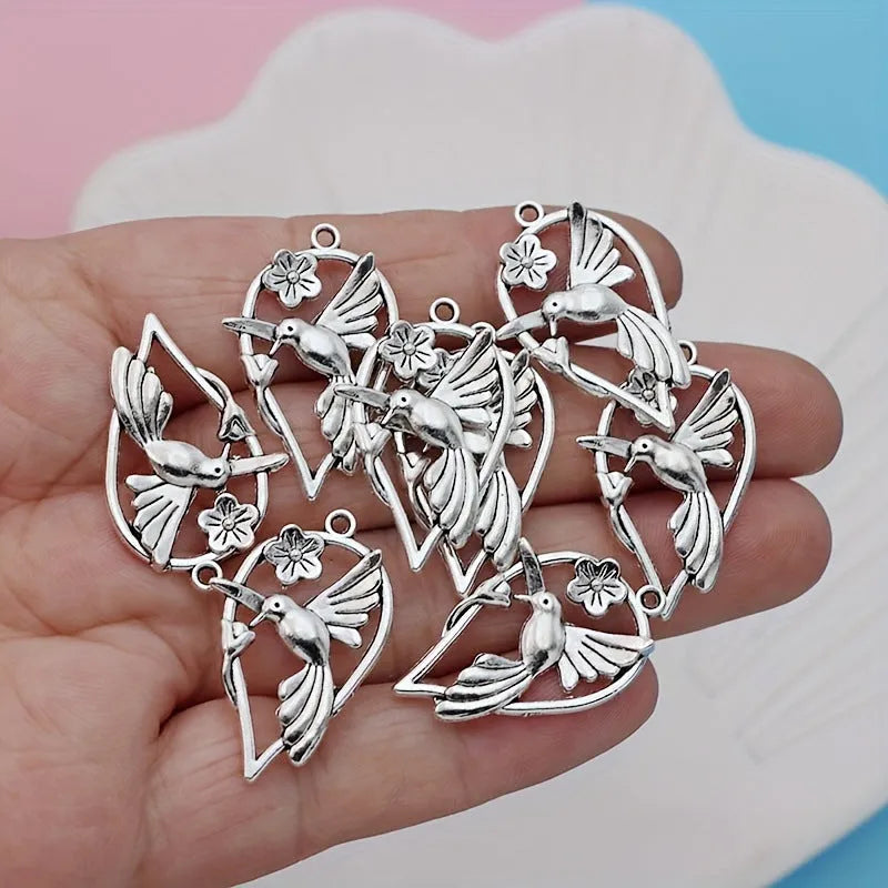 Alloy DIY pendant with a flying bird and cuckoo design, electroplated in colour P234