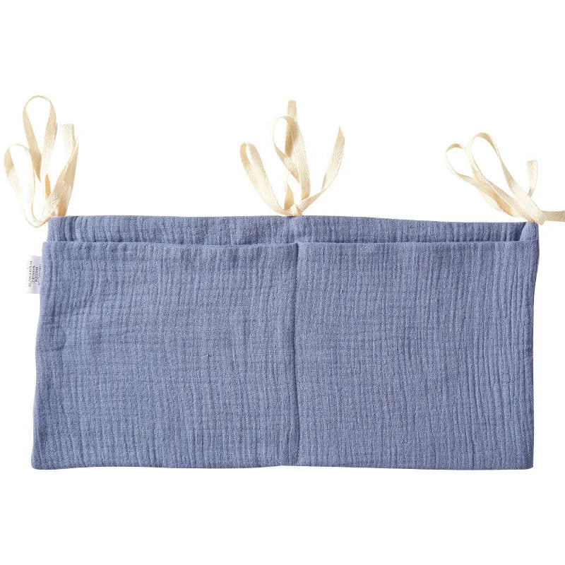 Cotton double layer baby bedside buggy bag in American Gray Flower colour with two compartments