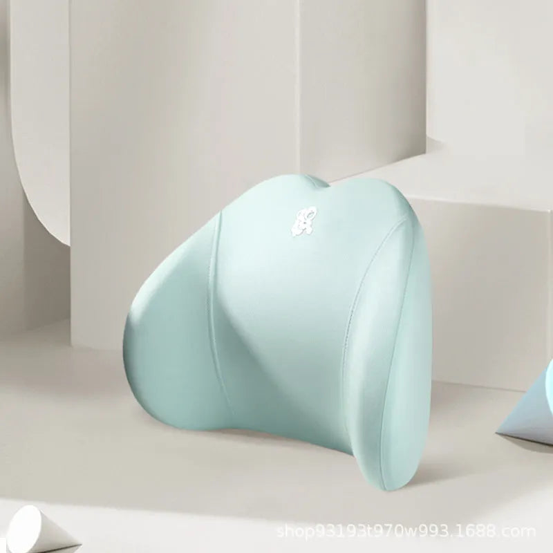 Heart-shaped memory foam car pillow set showing lumbar support and headrest pillow in grey colour with contrasting heart design