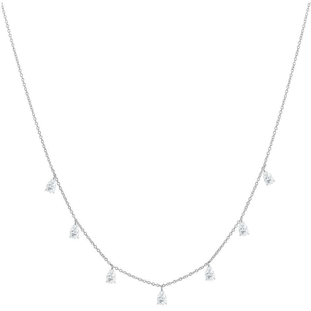 Women's 925 silver necklace with a drop-shaped zircon pendant on an adjustable O-link chain.