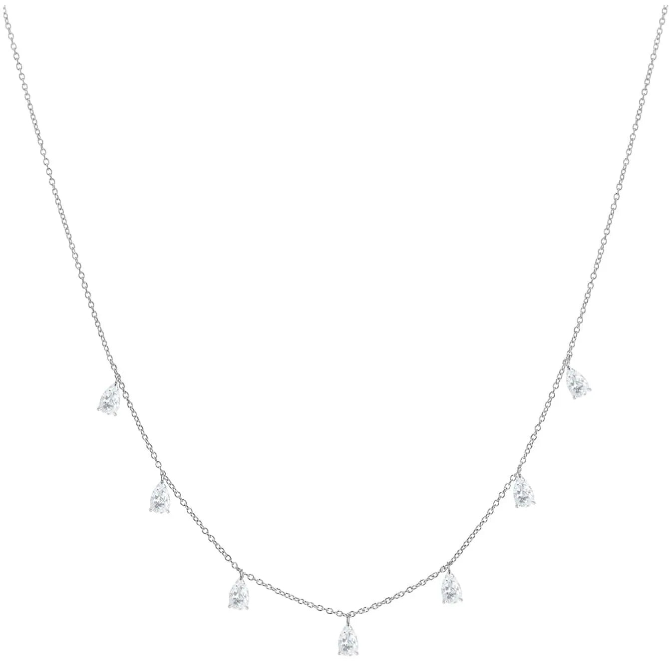 Women's 925 silver necklace with a drop-shaped zircon pendant on an adjustable O-link chain.