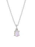 S925 sterling silver moonstone pendant necklace with geometric design on a curb chain.