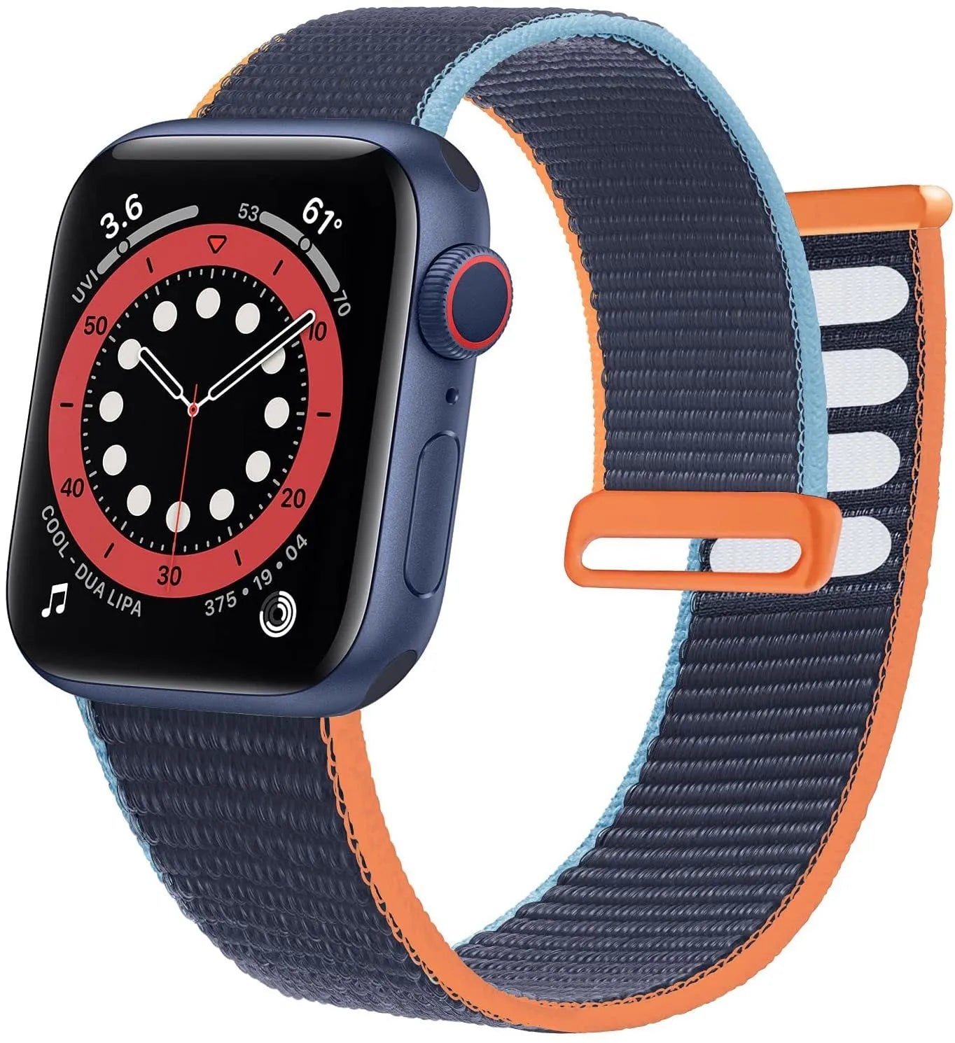 Woven nylon Apple Watch replacement strap in multiple colours including Rainbow and reflective options