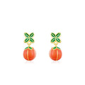 S925 sterling silver stud earrings with lucky persimmon dripping design in New Chinese style