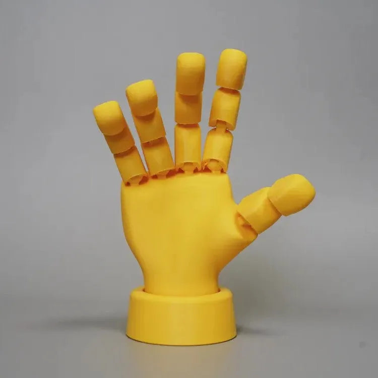 Yellow movable joint hand props ornament figure on display